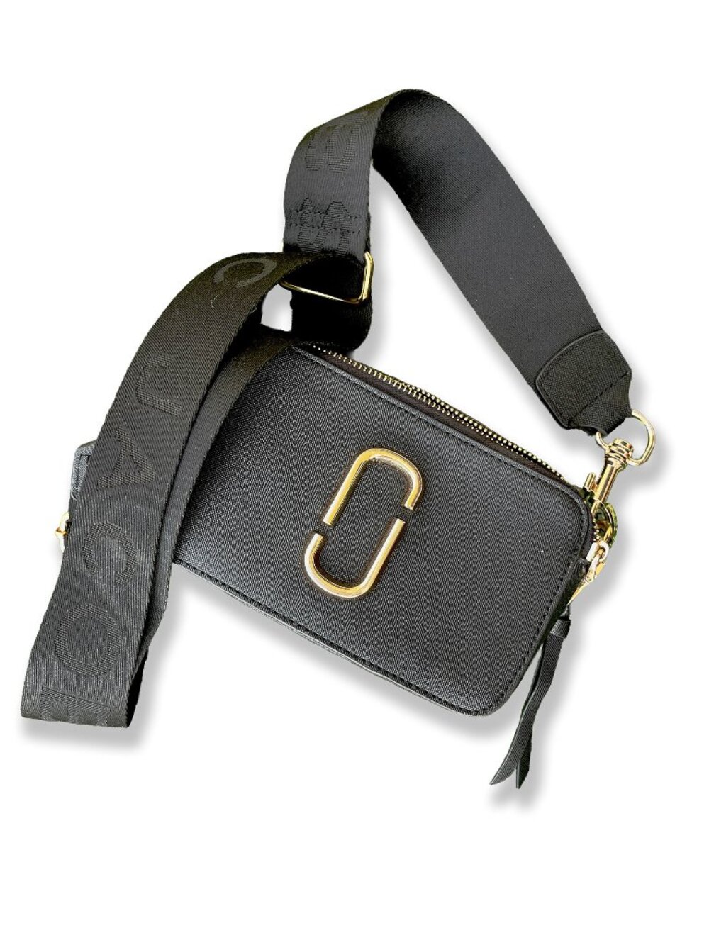Marc Jacobs Snapshot Crossbody Bag Black Leather Gold Logo Adjustable Strap NWOT
